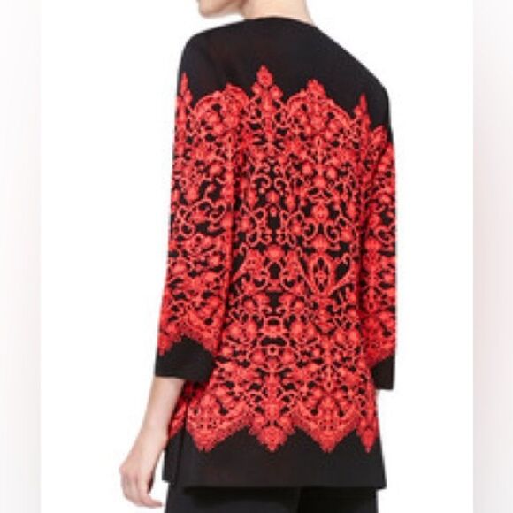 Misook Acrylic Blend Jacket Printed One Button Closure Black Red Plus Size XL - Picture 2 of 13